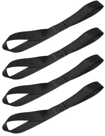 Lot de 4 sangles d'arrimage automatiques pour vélo, sangles d'arrimage automatiques, œillets de remorquage, sangles de transport, sangles extensibles plates robustes (noir)