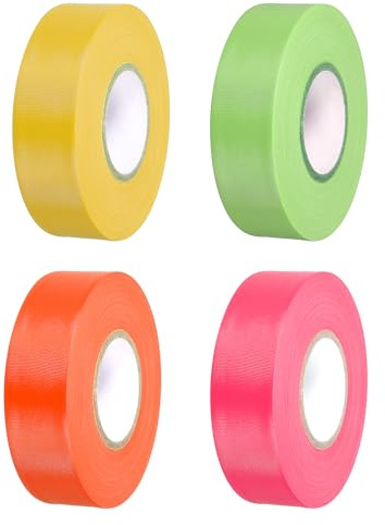 PATIKIL Nastro Segnaletico 0.8 x197', 4 Confezioni Nastro Segnaletico Neon in PVC Non Adesivo per Delimitare Confini di Rilevamento degli Alberi Sentieri Esterni, Verde Arancione Rosa Kaki