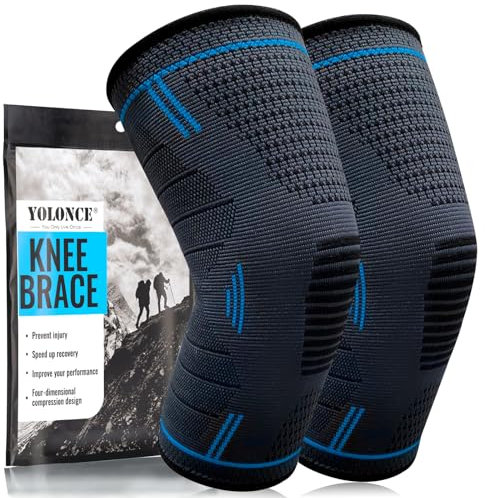 2 PCS Knie Bandage für Damen & Herren,Kniebandage Sport für Männer Frauen,Kniebandage set,Laufen oder Fitness, Rechts & Links tragbare Kniebandage,Kniebandage zum Laufen und Trainieren（L）
