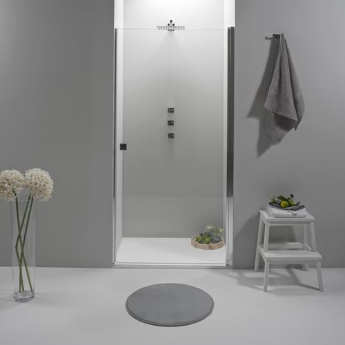 Porta Doccia Nicchia Battente 90 x 195 cm - Vetro Temperato 6 mm, Trasparente, Profilo Cromato, Chiusura Magnetica e Sistema Antigoccia - Facile da Pulire e Installare