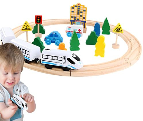 Spielzeugeisenbahn-Sets, Eisenbahnschienen-Set - Eisenbahnset Spielzeug mit Holzschienen,Lernaktivitäten im Vorschulalter, interaktive Eisenbahnbausätze für und Mädchen ab 3 Jahren