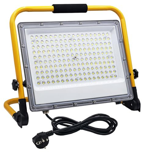 LED Baustrahler 150W, 15000LM Arbeitsleuchte Strahler, LED Arbeitsleuchte mit Stecker, IP66 Wasserdicht mit 2M Kabel, 6500K, Tragbarer Faltbarer Ständer, Geeignet für Werkstatt, Baustelle, Garage