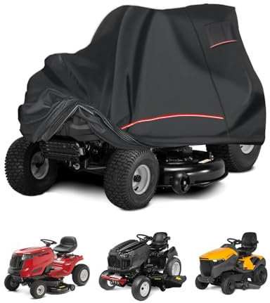 CEMOFE 420D Funda Cortacésped Cubierta Tractor Cortacesped Funda Impermeable Tractor Protección UV Resistente a La Lluvia con Cinta Reflectante y Hebilla a Prueba de Viento 183 x 137 x 117cm