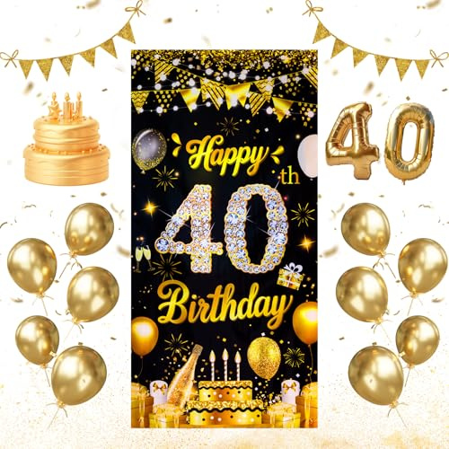 Geburtstagsbanner 40 Jahre 180 x 90cm - 40 Geburtstag Deko Banner