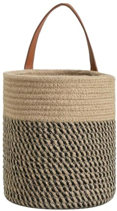 Cesta De Cuerda De Algodón, Diseño Neutro, 16x18cm, Organizador De Almacenamiento Moderno, Papelera Tejida Decorativa, Tejido Resistente, Para Sala De Estar, Dormitorio, Baño, Decoración Del Hogar, Of