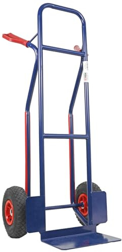 HBH Profi Sackkarre 200kg Luftreifen TK200LU04, hoher Rahmen, Stapelkarre mit Treppenrutsche, Transportkarre blau, kugelgelagertes Rad, Sicherheitsgriffe, ideal für Haus, Garten, Umzug, Gewerbe