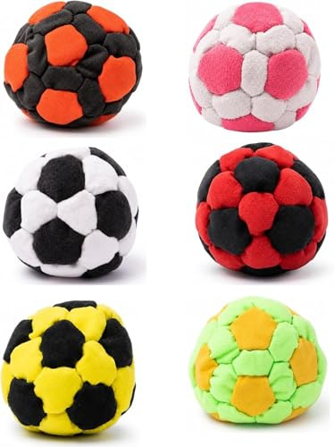 6 Pack Soccer Footbags Hacky Sack, Soft Plush Footbags, Assorted Color Foot Bag Set Football Sandbags Adults, Colorblock Soft Juggling Balls for Beginners, Outdoor Party Games Vibrant Sports Design