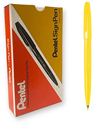 Pentel S520-G Sign Pen Faserschreiber, 0,8 mm Strichstärke, gelb, 12er Pack