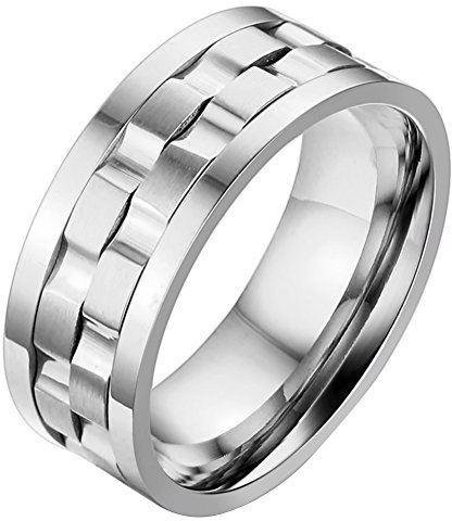 OIDEA Herren Drehbarer Ring Silber: Spinner Fingerring Fidget Anxiety Ring Herrenring aus Edelstahl Bandring Geschenk für Männer Junge Größe 59 (18.8)