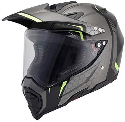 Woljay Casco da Moto Doppio Sport Casco da Fuoristrada Caschi da Motocross Sporco Bicicletta UTV ATV (Medium, Nero+Argento)