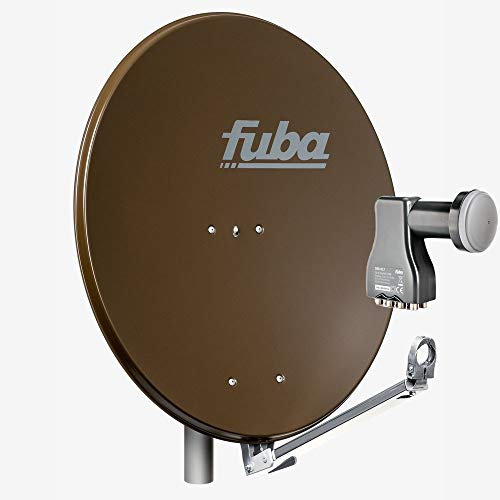 Fuba Satellitenschüssel Komplettset 8 Teilnehmer DAL 808 B - Sat Komplettanlage Fuba DAL 800 B Alu Sat-Schüssel/Sat-Spiegel braun + Fuba DEK 818 Octo LNB 8-Fach - HDTV, UHD(4K/8K), 3D