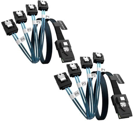 OIKWAN Internal Mini SAS to SATA Cable (SFF-8087 to SATA Forward Breakout) 3.3 Feet(2pack)