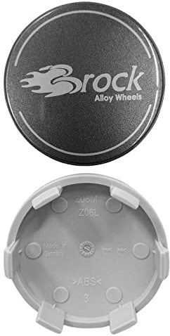 4 stycken original Brock navskydd 60 mm grå glänsande EM126 set med 4 navkapslar, fälgkåpor hjulnavkapslar, navskydd, fälgnavskydd, hjulnavskydd