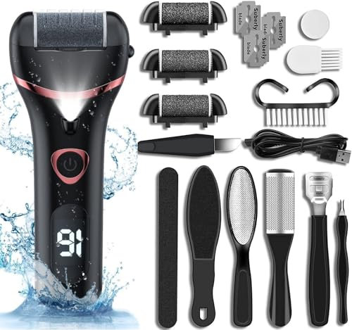 Pedicure Elettrico, Calli Piedi Rimozione Lima Elettrica con 3 Rullo,17 Strumenti, Kit Pedicure Elettrico Professionale Piedi Togli Calli Pelle per Talloni Screpolati Eliminare Pelle Morta e Duroni