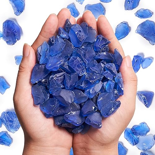 WeDoSoy Versatile Frosted Sea Glass Block - 1LB Cobalt Blue Vase fillers, Aquarium Gravels, Sea Glass Decor, Ideal for DIY Crafts, and Home Decor - Perfect for Beach Weddings and More