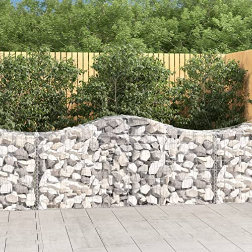 Camerina Gabionen mit Hochbogen 3 STK. 200x50x80/100 cm Verzinktes Eisen GabionenköRbe WasserzapfsäUle Garten Gabionen Zaun Gabionensteine 3145620