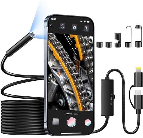1920P HD Endoskopkamera, HD Endoskop-Kamera mit 8 LEDs Licht Ip67 Wasserdichtes 2 in 1für Android und iOS Smartphone, iPhone, iPad, Samsung (32.8 ft/10m)Plug-and-Play