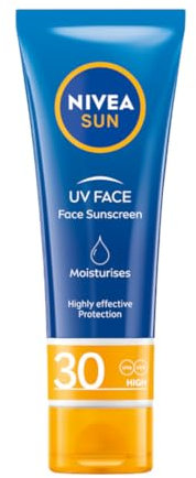 NIVEA SUN UV Face Crema Solare Viso Leggero Idratante SPF30, 50 ml