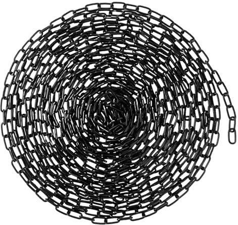 LOPYXBR 12m Kette Schwarz 3mm Stahlkette Meterware, Stahlkette aus Kohlenstoffstahl, Schwarze Kette für HäNgezäUne, HundefüHrungsketten, Schaukelketten, WäSchetrockenkettenf