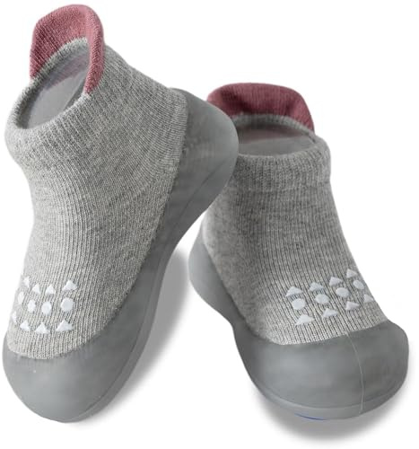 Hstyle Baby Walking Sock Shoes Toddler Infant Slippers Grey 12-18 Month