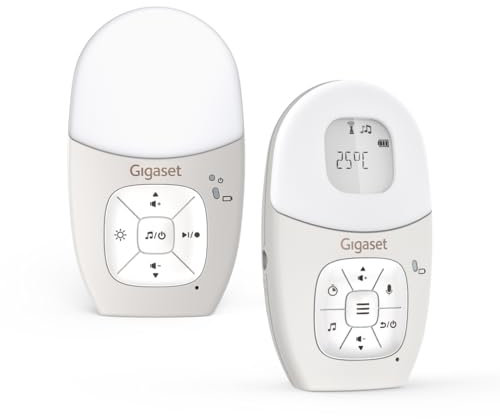 Gigaset Baby 100 Audio – Audio-Babyphone mit DECT-Technologie – Sichere Zwei-Wege-Kommunikation – 300m Reichweite - Fütterungstimer - Temperatursensor - Nachtlicht - 3-stufige Tonanzeige, Warm Grey