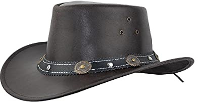 Black Jungle Reedley Läderhatt – klassisk västernhatt, cowboyhatt brun storlek S–XXL