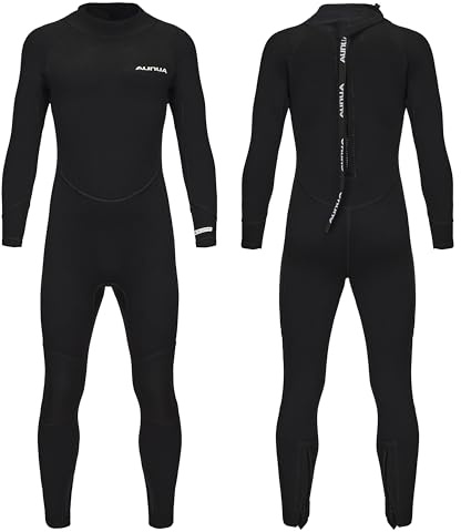 Aunua Kids Wetsuit for Youth Boys Girls, 3/2mm Full Wetsuit for Swimming, Surfing(7032 Black 8)