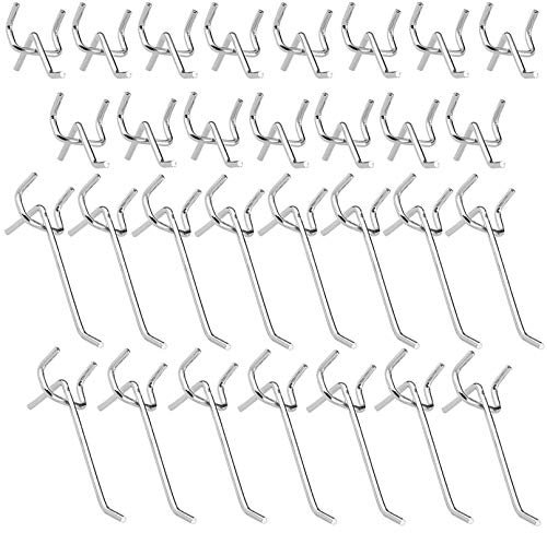 Wenxiaw Pegboard Accessories Metal Pegboard Hooks Single Pegboard Hooks Perforated Board Hooks Shelving Peg for Wall Retail Display Store Supermarket Length 10 cm and 5 cm Single Hook Set of 30