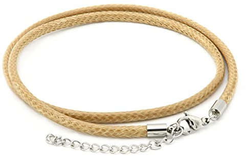 NaturSchatulle Kunstlederkette mit Edelstahl Verschluss 3mm Beige 45-50cm Lederkette Ohne Anhänger DIY Schmuck Halskette Leder Basteln