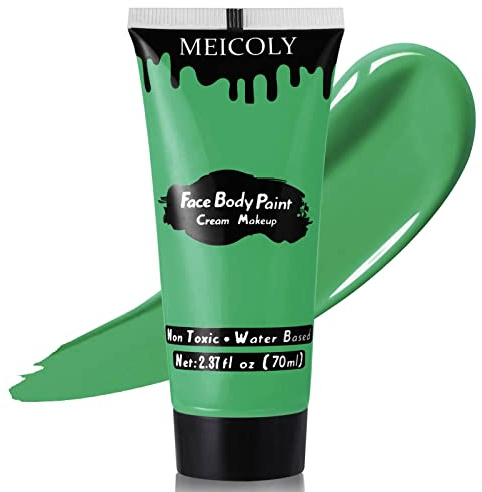 MEICOLY Green Face Body Paint for St Paddys Green Body Paint for St.Patrick’s Day Accessories, Halloween SFX Witch Makeup Elphaba Costume,Hunting Hulk Camo Face Paint for Adults and Kids