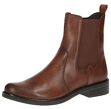 CAPRICE 9-25304-41, Botines planos con cordones para Mujer, Marrón (Cognac Nappa), 38.5 EU
