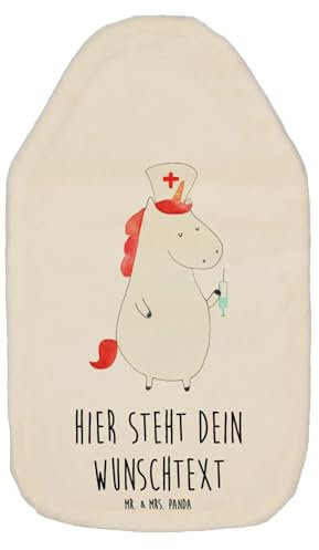 Mr. & Mrs. Panda Personalisierte Wärmflasche Einhorn Krankenschwester - Personalisierte Geschenke, Personalisierter Wärmflaschenbezug,