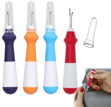 4 Pack Multicolor Seam Ripper Unpicker Sewing Tool Stitch Unpicker with Ergonomic Handle, Sharp Seam Ripper Sewing Thread Removers for Quick Unpick Sewing Crafting Removing Threads