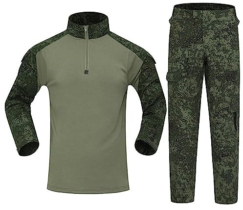 Tarnanzug Herren Paintball Camouflage Jagdbekleidung BDU Taktisch Uniform Combat Shirt Taktische Hose Langärmlige mit 1/4 Reißverschluss Militär Anzug Outdoor