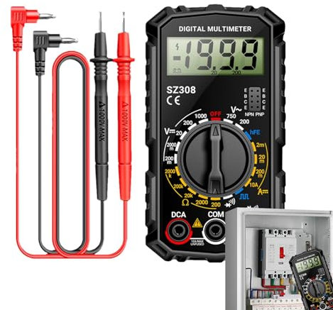 Gomice Multimètre Numérique, Multimètre Testeur Électrique, Voltmètre Professionnel, 2000 Points, Écran LCD Rétroéclairé