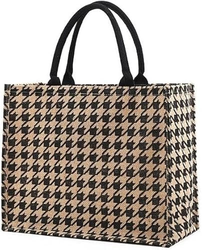 Ardorion Jute Tasche mit Reißverschluss und Innentasche Groß Shopper Bag Jutebeutel Strandtasche Wasserdicht Einkaufstaschen Handtasche Geschenktasche (B)
