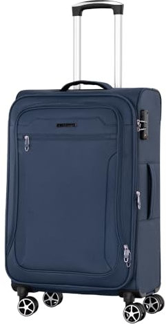 Cocoono Monterrey 360° Drehbarer Koffer - TSA-Zahlenschloss, Teleskopgestänge, RV-Dehnfalte, 8 Rollen, Adressfeld (blau, L)