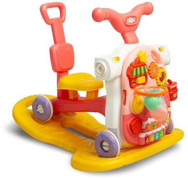CARETERO - Ayuda de Aprendizaje para Bebés - Babywalker 5en1 - a Partir de 12 Meses con Tablero de Aprendizaje - Juego y Andador - Aprender a Caminar y Desarrollar la Motricidad Fina - Rosa