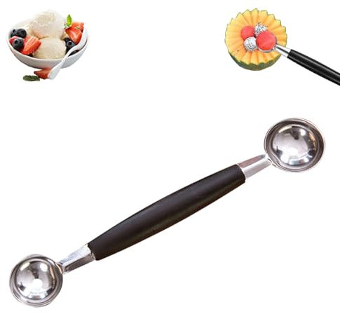Cucchiaio per Scavino per Melone a Doppia Faccia, Inossidabile per Gelato Baller Scoop, Cucchiaio per Melone, Adatto Per Scavare Palline Di Frutta, Fruit Carving Tools for Ice Cream Watermelon, 18 cm