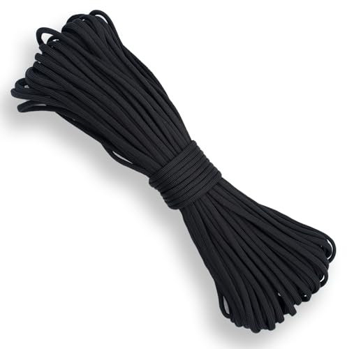 JJHXM 31m*4mm Paracord,Paracord Schnüre Seil 7 Kern-Strängen,bushcraft ausrüstung,Allzweckseil 7 Innenstränge,Seil für Survival,für Survival Camping 102ft(Schwarz)
