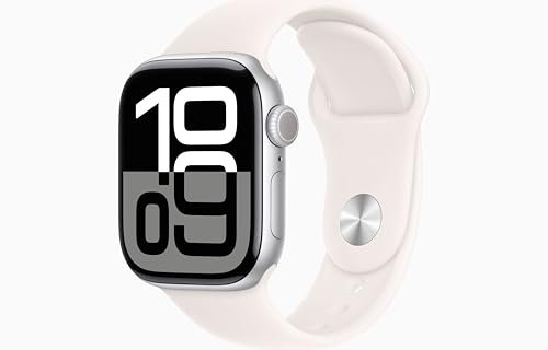 Apple Watch Series 10 [GPS + Cellular, 46mm] - Boîtier en Aluminium Argent avec Bracelet Sport Rose Tendre , S/M (Reconditionné)