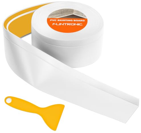 flintronic Rodapiés Autoadhesivo Flexible, 5m【50 * 15mm】 Perfil PVC, Rodapie de Acabado Rodapiés Flexible Cinta Autoadhesiva para Cocina y Baño(Blanco)