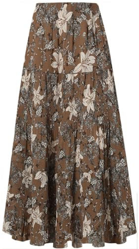 Genfien Faldas Largo de Chiffon para Mujer Cintura Elástica Alta Bohemia | Maxi Falda,Línea A,Verano,Vacaciones,Playa,Casual