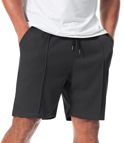 Curluriy Hombre Pantalones Cortos Gofre Bermudas Casual Shorts con Bolsillo