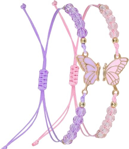 Gtziqa Butterfly Friendship Bracelets, 2 Pcs Matching Bracelets Adjustable BFF Bracelet Handmade Best Friends Bracelet Jewelry Gifts for Women Couples Friends