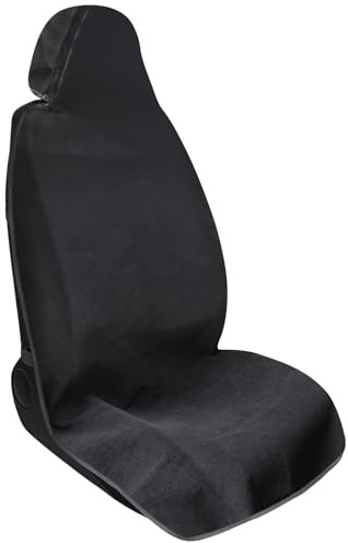 Wasserdichter Handtuch-Autositzbezug - Rutschfester und Schweißbeständiger Vordersitzschutz für Fitness, Laufen, Schwimmen und Strand, Universelle Passform für Autos, LKWs & SUVs (Schwarz)