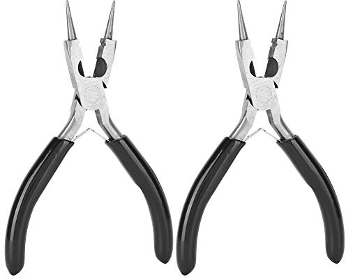 Smandy Alicates de Punta Redonda, Metal con Empuñadura de Goma, para Manualidades y Fabricación de Joyas, 12,5 Cm