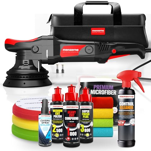 Kit de polissage de voiture : polisseuse Menzerna MZ-XR + Polisseurs Menzerna 100 ml + 3 tampons de polissage + Spray céramique Sealant 100 ml + Control Cleaner 500 ml + 4 chiffons en microfibre de