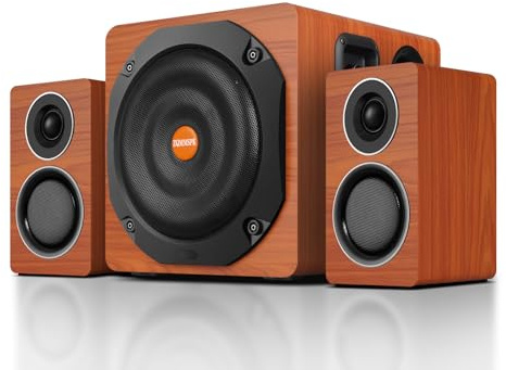 ZQMMSPK Altavoces para computadora con subwoofer, sistema de altavoces para juegos 2.1 para PC de escritorio, graves profundos de 6.5 pulgadas, Bluetooth 5.3, AUX/RCA/óptico/coaxial, sonido envolvente