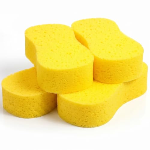 4 Pcs Car Sponges for Washing, Large Multi-Purpose Foam Cleaning Sponges Extra Thick Large Cleaning Sponge Car Wash Sponge for All Purpose Cleaning-Dishes, Tile, Bike, Easy Grip-Sponge for Kitchen